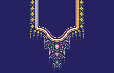 Geometric oriental pattern ethnic traditional flower necklace embroidery designs for women fashion backgrounds, wallpapers, clothes and wraps. - obrazy, fototapety, plakaty
