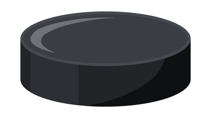 Hockey puck. Cartoon Sports black ball round, equipment for games, flat vector Illustration