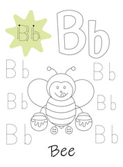 Coloring book - copybook for children. Letter B
