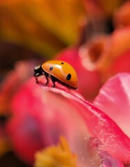 Ladybird on a flower petal