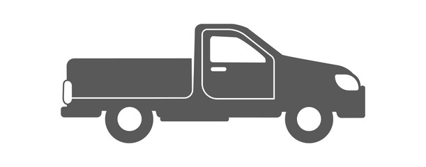 Pickup truck silhouette. White winter symbol icon vector illustration