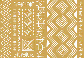 Tribal african background. Maya peru style ornaments seamless pattern. Doodle artwork texture design, abstract decorative elements classy vector print