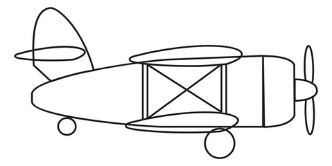 Crop duster contour. Old agricultural plane side view