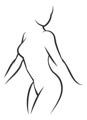 Pretty woman line silhouette. Female body icon
