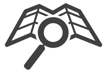 Map with magnifying glass icon. Geo search symbol