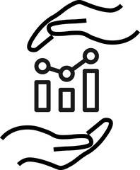 Support and gift signs. Minimalistic isolated vector image for web sites, shops, stores, adverts. Editable stroke. Vector line icon of progress bar between outstretched hands