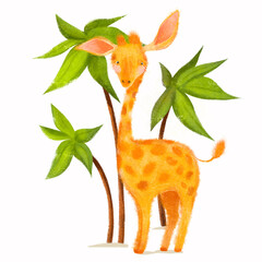 Giraffe for child, illustration isolated on white  