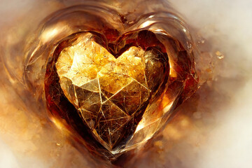 Beautiful crystal heart on color blur background..