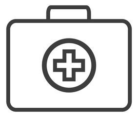 First aid kit. Medical suitcase icon. Briefcase with cross symbol