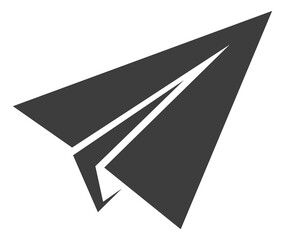 Paper airplane icon. Black plane craft silhouette