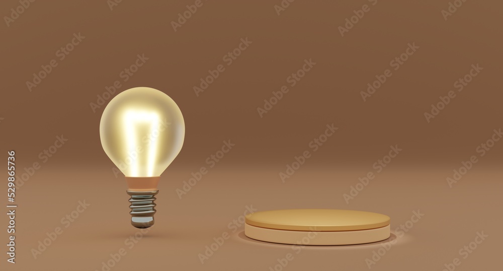 Poster light bulb and podium 3d