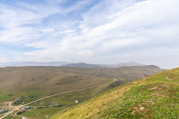 Fototapeta na wymiar Beautiful view from Beshbarmak rock massif. Azerbaijan.