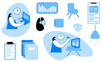 set of icons for web office callcentre