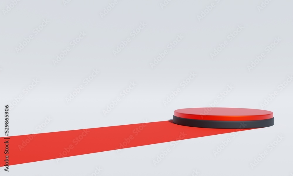 Aufkleber 3D rendering red carpet and red Podium with white background