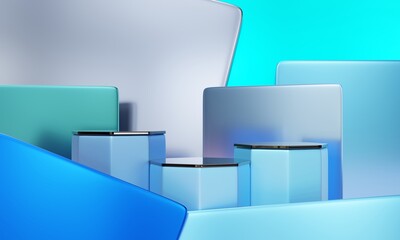 3d background products display Blue podium scene