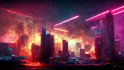 city on fire synthwave