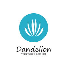 dandelion flower logo with template vector illustration