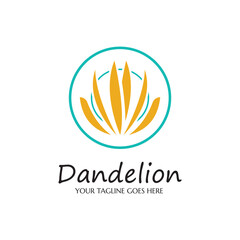 dandelion flower logo with template vector illustration