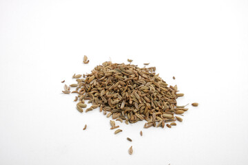 Fennel seeds isolated white background
