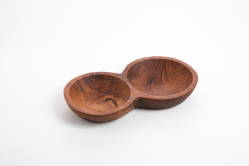 wooden saucer on white background