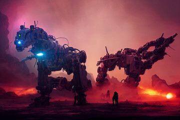 Fototapeta premium dragon robot synthwave