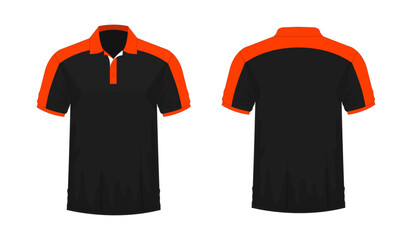 T-shirt Polo orange and black template for design on white background. Vector illustration eps 10.