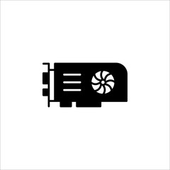 Simple illustration of graphics card GPU. Personal computer component icon on white background