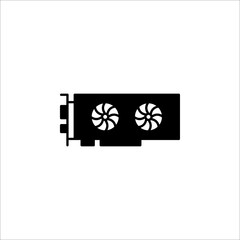Simple illustration of graphics card GPU. Personal computer component icon on white background