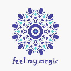 Asian ornamental emblem. Oriental geometric logo template. Vector arabic circular mosaic mandala