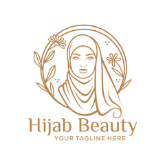 Women Hijab Beauty Vector Logo Template