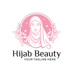 Women Hijab Beauty Vector Logo Template