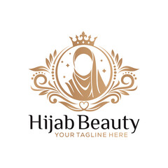 Luxury Hijab Beauty Vector Logo Template