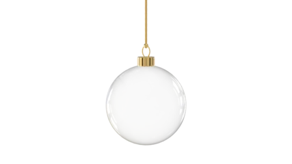 Fotobehang christmas ball blank glossy transparent glass  hanging christmastree gold from top upright 3D rendering isolated © Stylecore