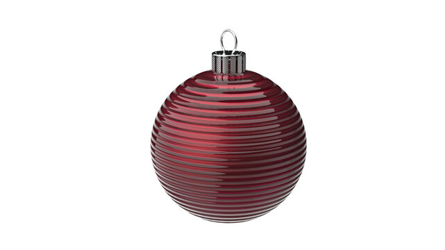 red glossy glass christmas bauble fine line structure upright isolated 3D rendering isolated