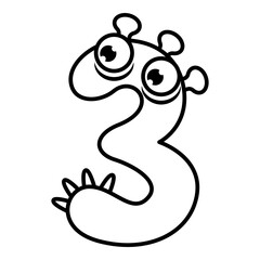 3.Funny Monsters Colorful Numbers, Cute Fantasy Aliens in the Shape of Numerals. Cartoon numbers from 0 to 9 icons are made in the form of human figures with big eyes and face. Arabic numerals. Vector