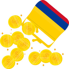 Colombia Flag hand drawn, Colombian peso hand drawn