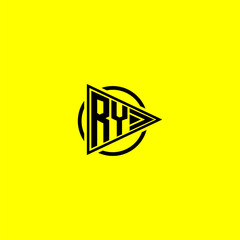 RY initial monogram logo with triangle style design - obrazy, fototapety, plakaty