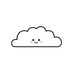 Cute happy smiling cloud fluffy graphic icon