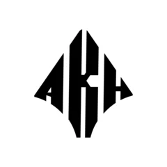 Deurstickers AKH letter logo design. AKH modern letter logo with black background. AKH creative  letter logo. simple and modern letter AKH logo template. © SabrinShaka