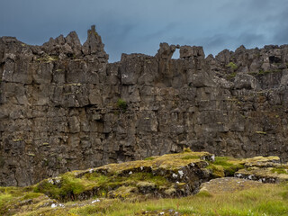 Lögberg, the historical site of the Alþingi (general assembly) in the Thingvellir National Park in Iceland. One of the oldest surviving parliaments in the world, founded in 930