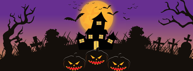 Gradient flat halloween social media cover template.