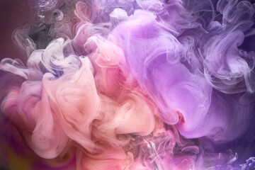 Fototapeta premium Multicolored bright contrast light smoke abstract background, acrylic paint underwater explosion