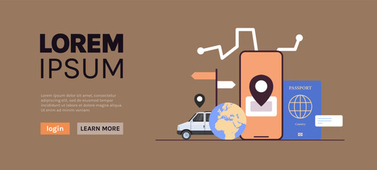 Online ticket booking traveling and searching tickets in mobile app concept flat vector illustration.