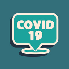 Green Corona virus 2019-nCoV on location icon isolated on green background. Bacteria and germs, cell cancer, microbe, fungi. Long shadow style. Vector.