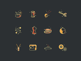  Needlework. Icons in vector graphics.