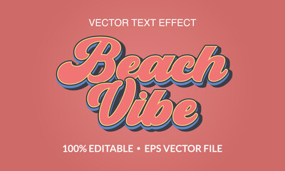 Beach Vibe Editable 3D text style effect vector template