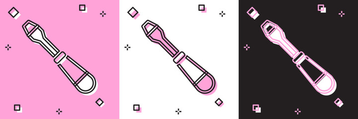 Set Screwdriver icon isolated on pink and white, black background. Service tool symbol. Vector