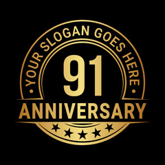 91 years anniversary logo design template. Vector illustration