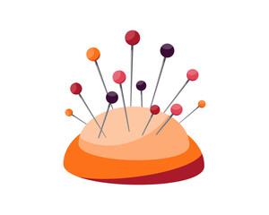 A pillow for needles.Sewing equipment.Handmade concept.