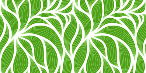 Fototapeta premium Luxury seamless floral pattern with striped leaves. Elegant astract background in minimalistic linear style.